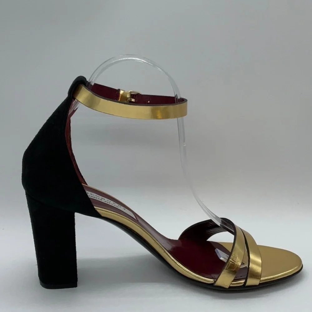 Philosophy di Lorenzo Serafini gold black velvet strap sandal